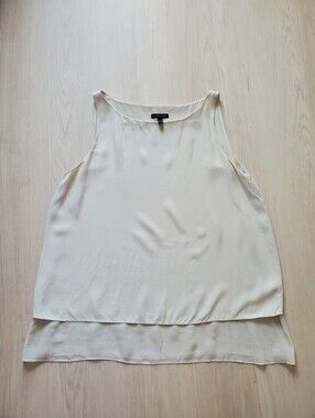 Eileen Fisher Cream Sleeveless Layered Blouse